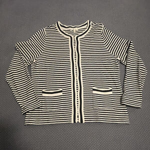 Tyler Boe Cardigan Sweater Womens Black And White Knit Large